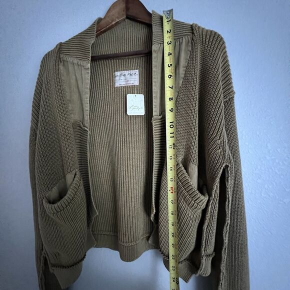 Free People The Free Worn Thru Surplus Cardi Size M Olive - Picture 5 of 5